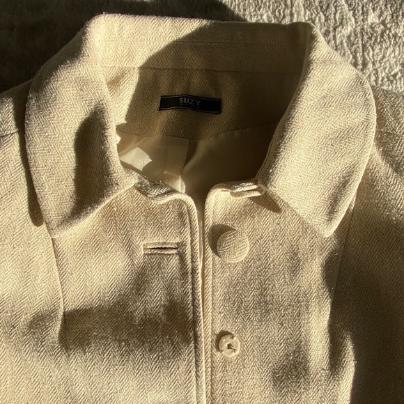 SUZY SHIER COLLARED CREAM XS JACKET BUTTON UP - Picture 7 of 9